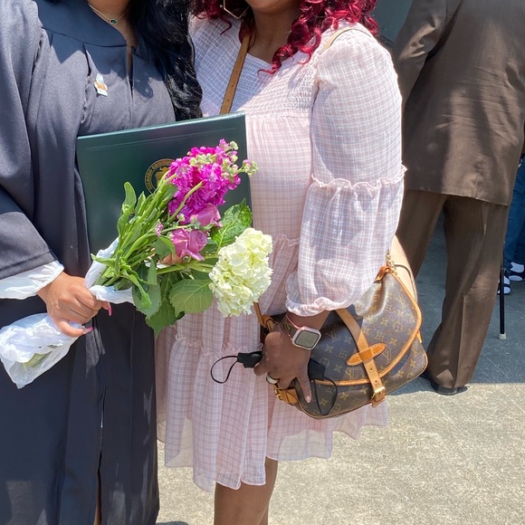 Maison Tara (New w/o tags)
Women's Blouson Sleeve Chiffon Checkered Dress - Picture 5 of 6